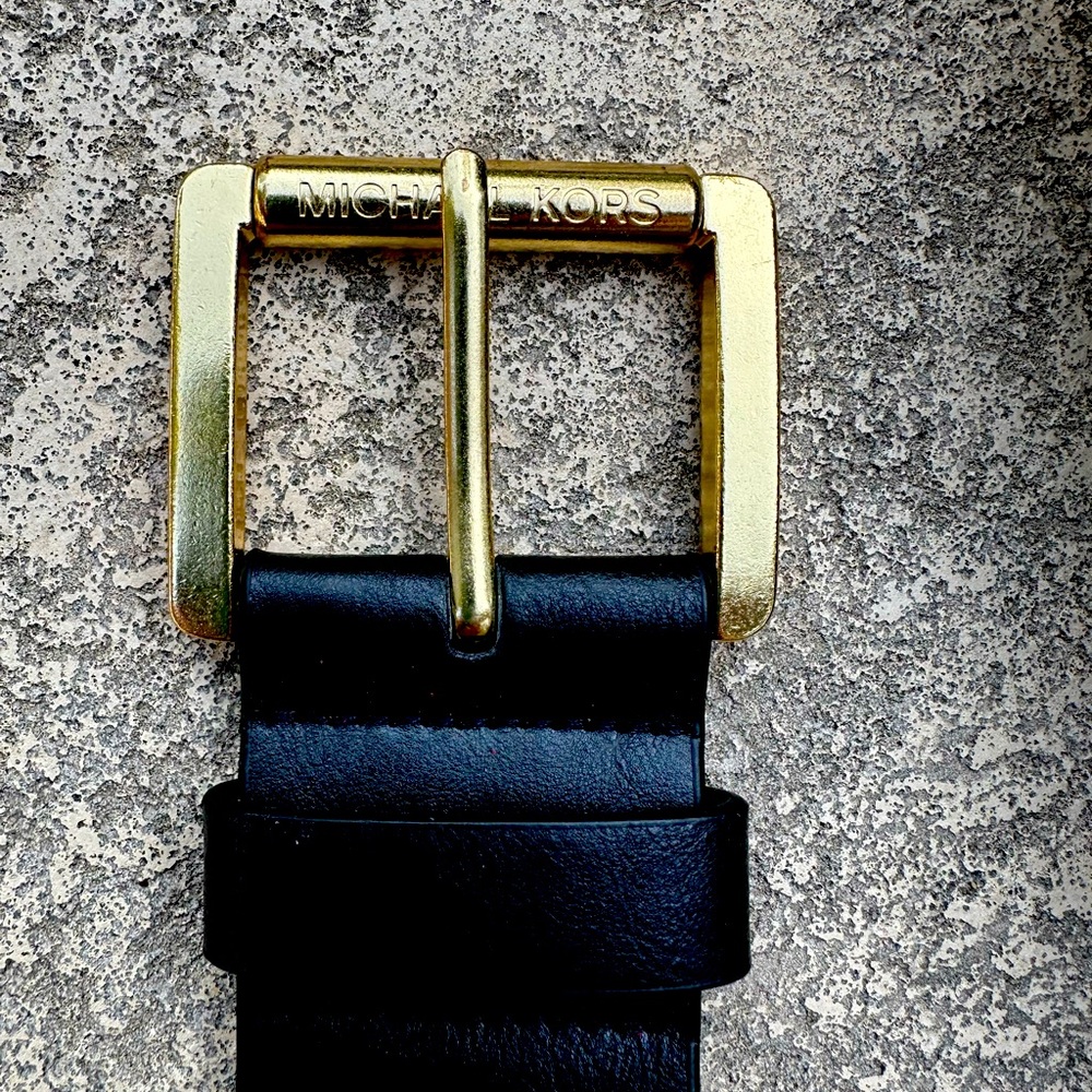 Michael Kors black belt with gold leather